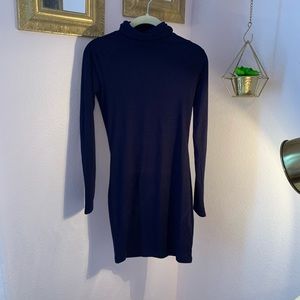 Forever 21 Navy blue fitted turtle neck dress
